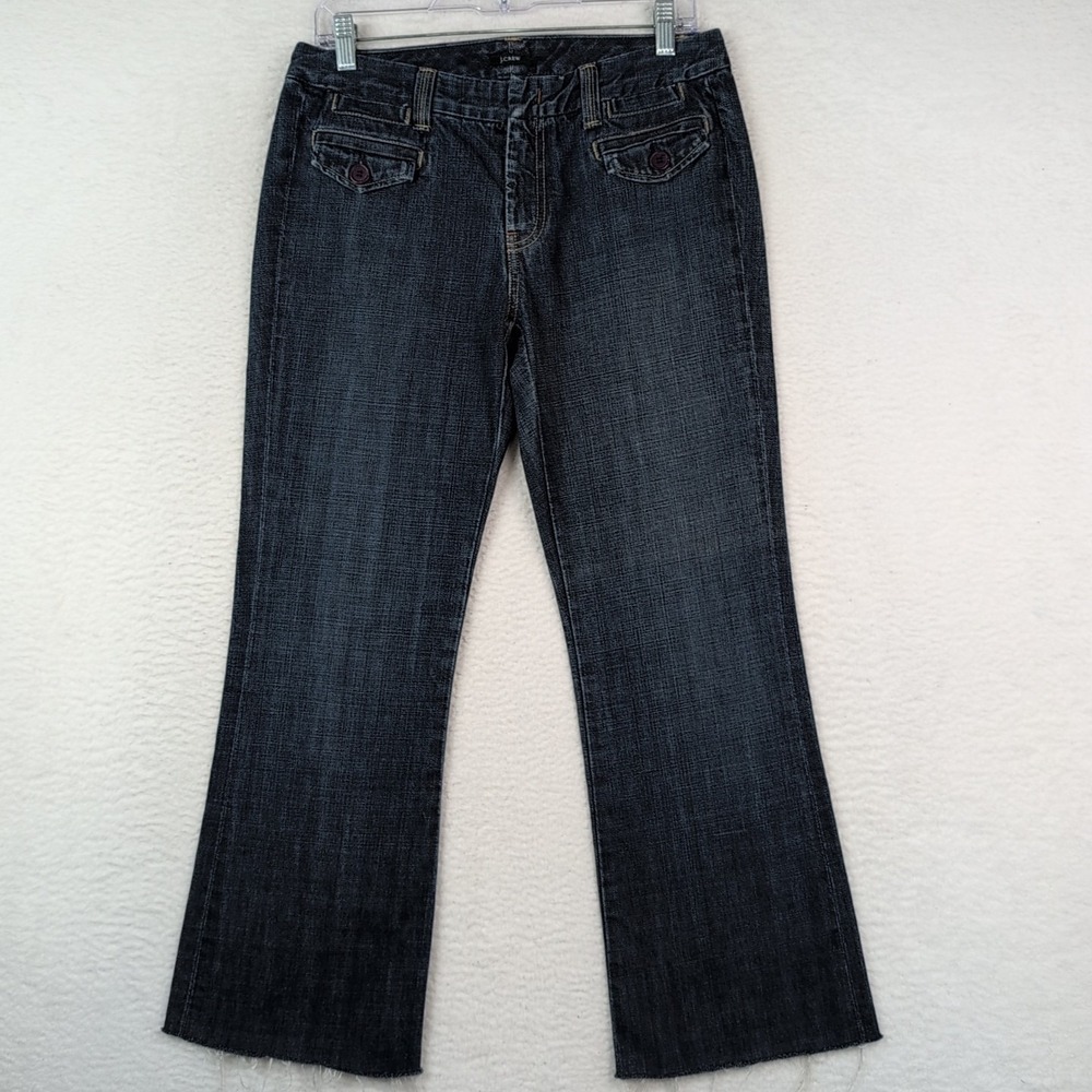 J. Crew Women's Jeans Bootcut 100% Cotton Dark Wash‎ Sz 30 Flap Front Pockets
